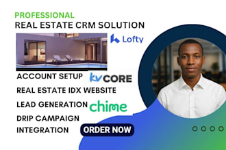 setup lofty crm, kvcore, idx website, chime and real estate crm