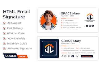 create HTML email signature, animated HTML email signature
