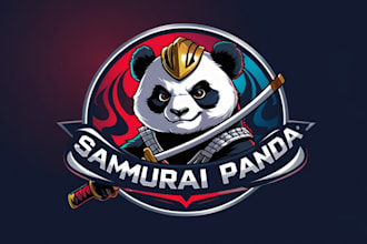 do unique samurai panda logo with free source file