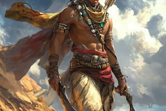 create dnd art, fantasy character for dnd in unique style