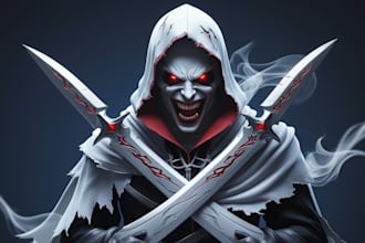 make unique ghost assasin logo with express delivery