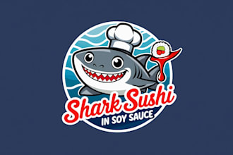 create beautiful shark sushi logo for your business