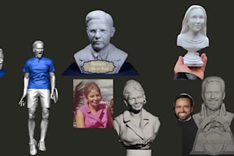 do realistic  3d head model, bust, statues,3d face, full body model for 3d print