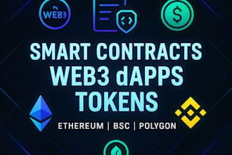 develop solidity smart contract, web3 dapps, and tokens for ethereum or bsc