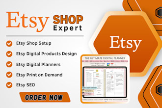 design etsy digital products, set up etsy shop, optimize etsy SEO listings