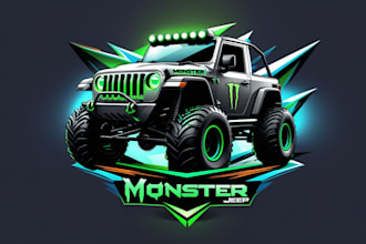 create an awesome monster jeep logo in just two days