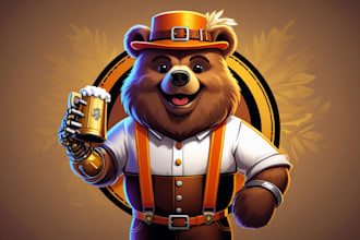 do high quality oktoberfest bear logo for your business