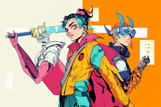 draw cyberpunk pop art anime characters