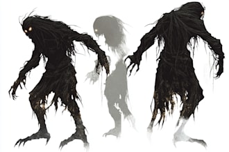 make vintage illustration, character, retro horror style art