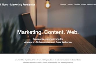 write professional and SEO optimized website content in german and english