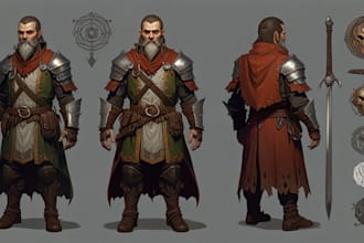 make a dnd character art and dnd party illustration