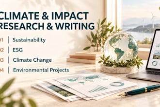 do sustainability research, esg, climate change, environmental project assigned