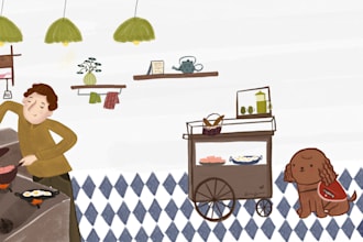 design minimalist storybook art for children
