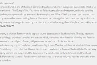 travel content and blog writer