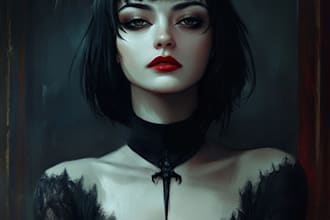 make an high quality fantasy horror character illustration