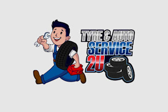 make awesome mobile mechanic tire service company logo