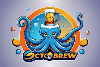 do unique octopus beer logo with unlimited revisions