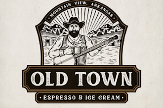 design new logo for my espresso ice cream with an old town