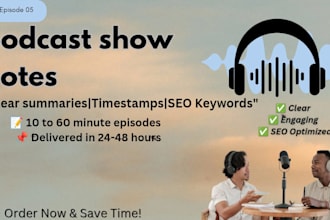 write SEO optimized engaging podcast show notes