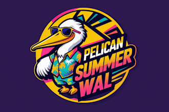 do amazing pelican summer logo with free source file
