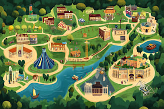 draw beautiful map in vector illustration