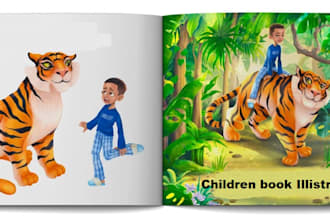 illustrate a children story book illustration and cover book