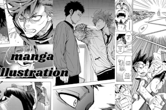 draw manga page, furry nsfw, manga comic storyboard as manga artist