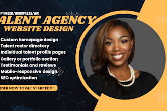 talent agency website, entertainment website, custom talent website