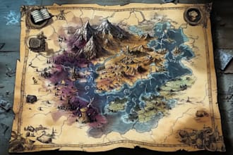 make full color hand drawn fantasy map