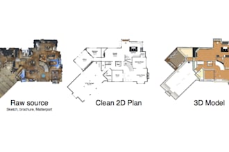 do 3d architectural floorplan, interior, exterior design using matterport, revit
