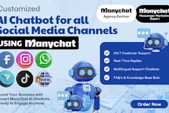 create custom ai chatbot for facebook instagram whatsapp telegram using manychat