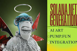 generate solana nfts for a collection and integrate ai images and pumpfun