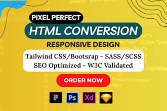 convert figma to html psd to html tailwind CSS or figma to react website