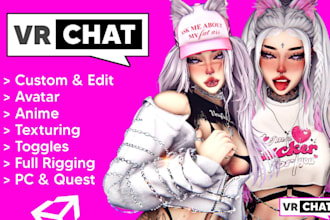 create, edit, texture, upload your vrchat avatar, vrc nsfw, furry vr character
