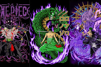 draw anime manga one piece naruto dragon ball z cartoon singlet tshirt design