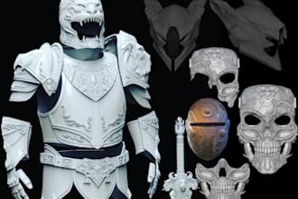 sculpt 3d mask 3d print and paint cosplay mask helmet armor convert 2d to 3d