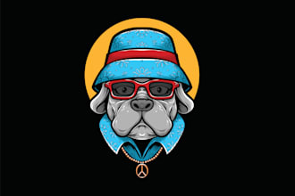 design cool cat logo with sunglasses for urban and tattoo brands