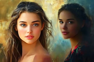 draw a digital oil painting portrait from your photo