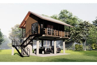 design tiny cabin, small house, cottage, cabana home 2d plan