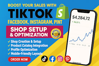 set up and optimize tik tok, facebook, ig, pinterest shop for usa and non usa