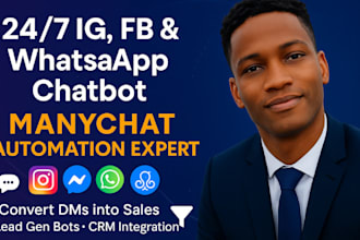 build instagram facebook whatsapp chatbot using manychat for automation