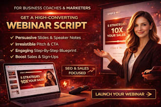 write high converting webinar script webinar slides ppt slides  funnel script