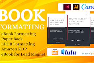 do book formatting for paperback amazon KDP lulu kindle ebook