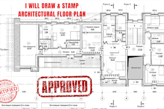 draw architectural floor plan, site plan, pe stamp, city permit, house plan