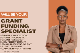 search and write winning grant proposals, bids, for non profit, small businesses