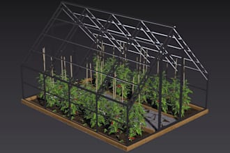 do 3d greenhouse, conservatory, arboretum, hothouse, planthouse design
