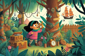 draw your high resolution children story book illustration