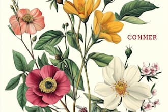 create amazing botanical vector line art illustration