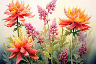 draw botanical vector illustration of plants and flowers