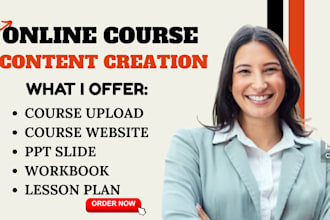 create ebook online course content, course website, ppt, course upload to kajabi